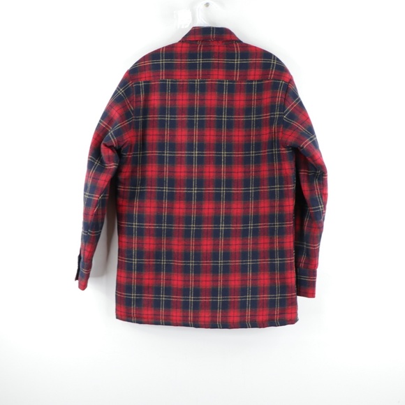 Vintage 90s Quilt Lined Wool Flannel Shirt Jacket - Picture 6 of 8